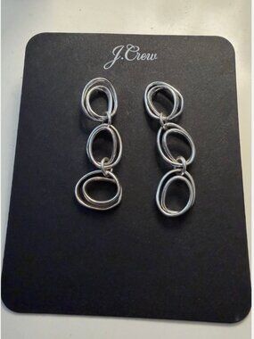 J. Crew Silver Double-Wobble Drop Earrings NEW WITH TAGS